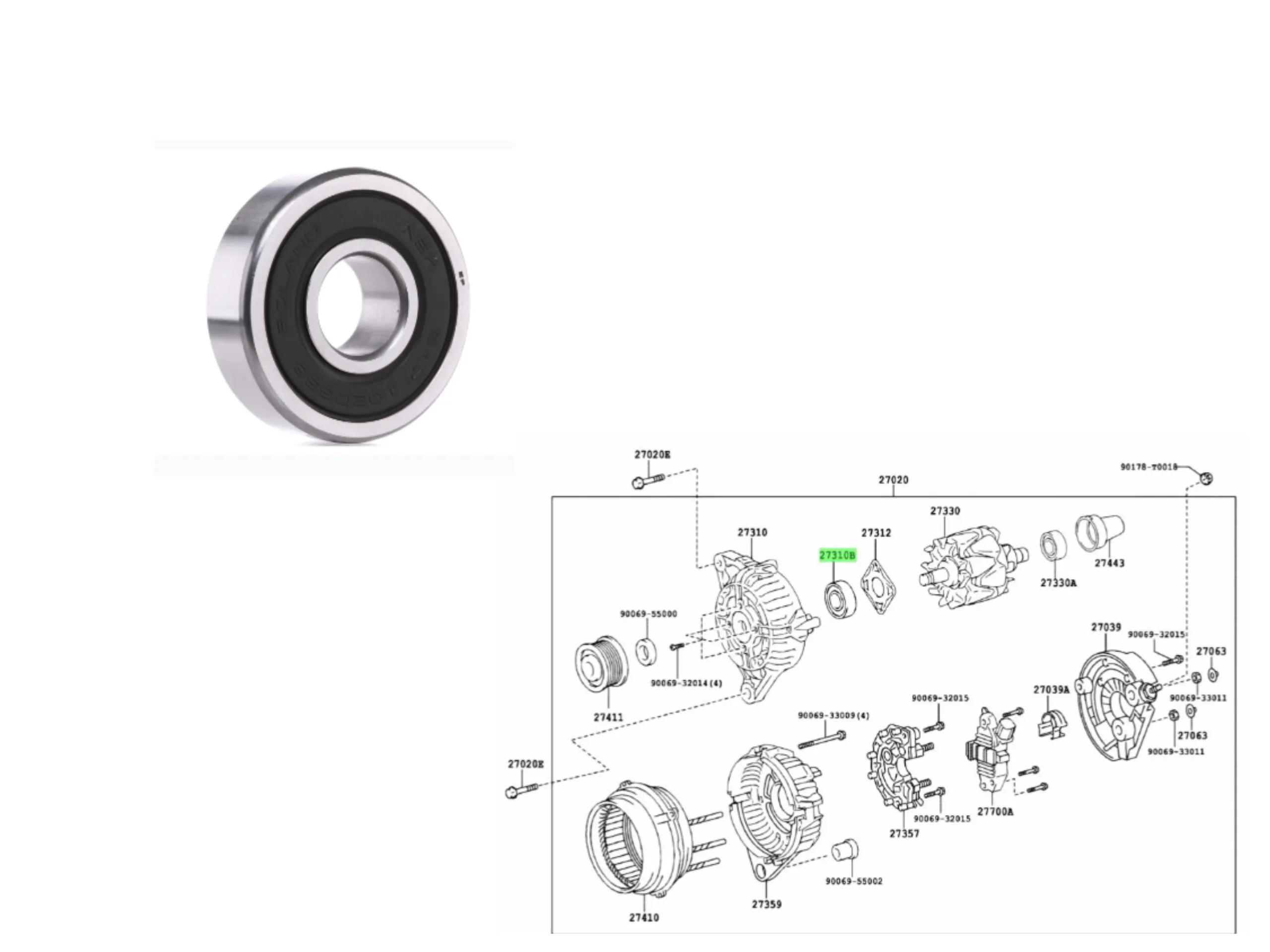 RULEMAN ALTERNADOR HILUX 2005- / COROLLA 2014- *VER C/ MUESTRA*