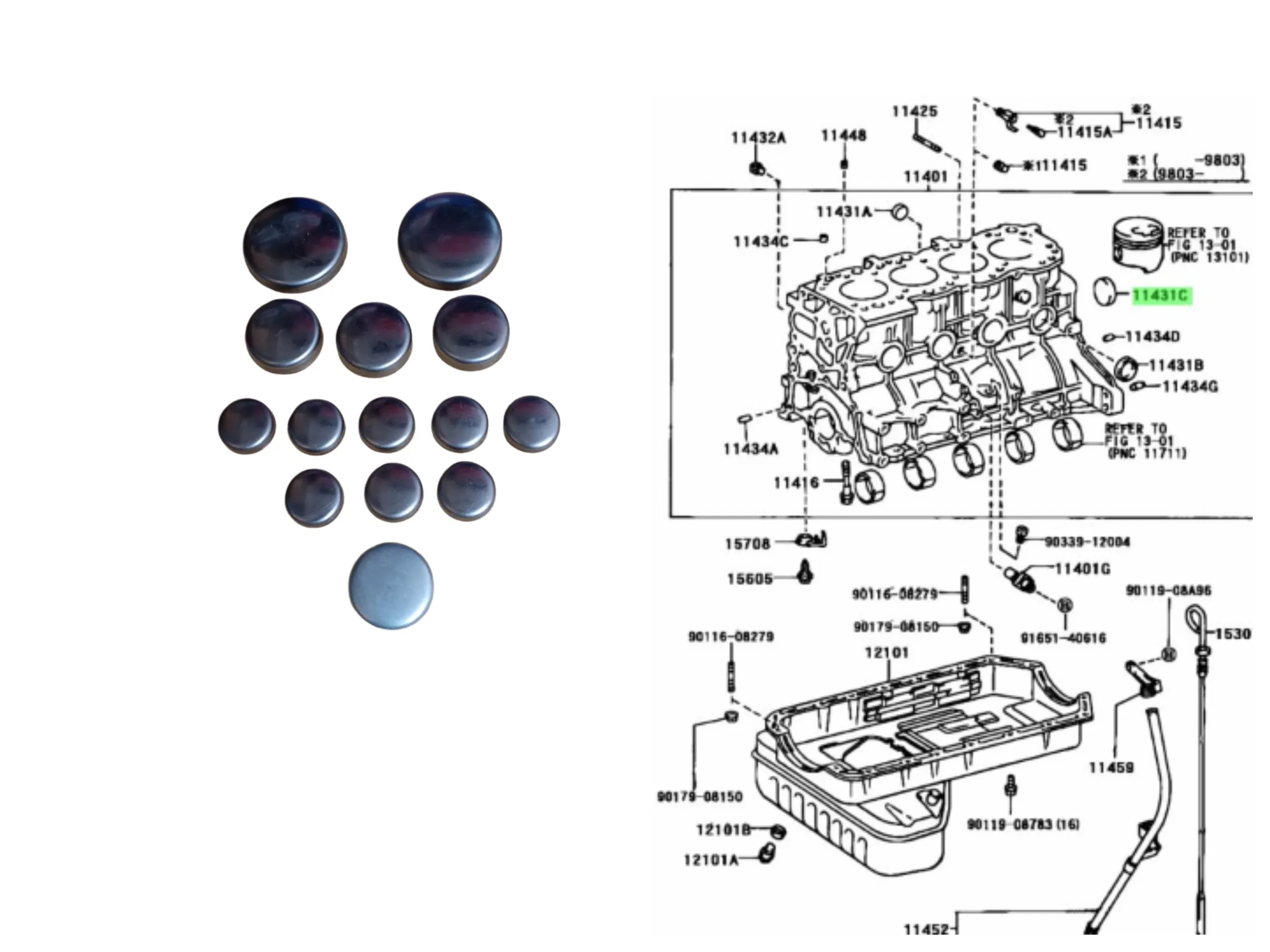JUEGO TAPONES DE BLOCK HILUX 92-04 3L-5L