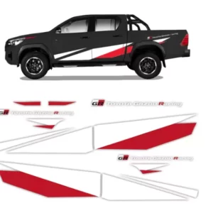 KIT CALCO LATERAL LH HILUX GR 2019- *BLANCO Y ROJO* PARA FONDO NEGRO ORIG