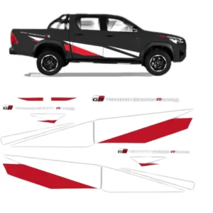 KIT CALCO LATERAL RH HILUX GR 2019- *BLANCO Y ROJO* PARA FONDO NEGRO ORIG