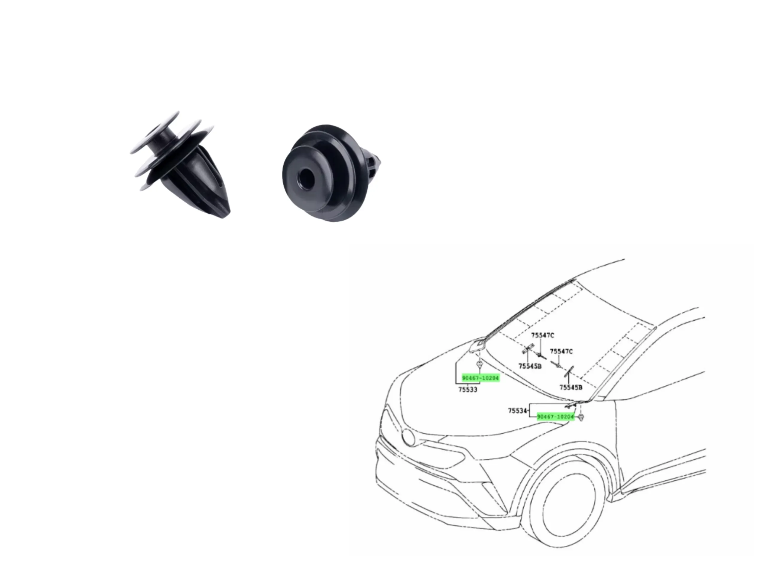 CLIP TAPIZADOS / ZOCALOS PLASTICOS / FENDER TOYOTA VS - HILUX COROLLA ETIOS CROSS YARIS